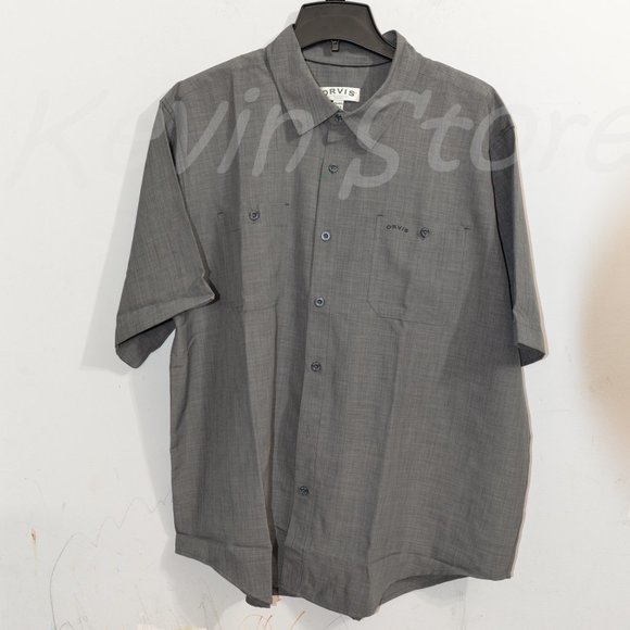 NWT Orvis Men’s Short Sleeve Woven tech shirt Gray‎ - Picture 2 of 8